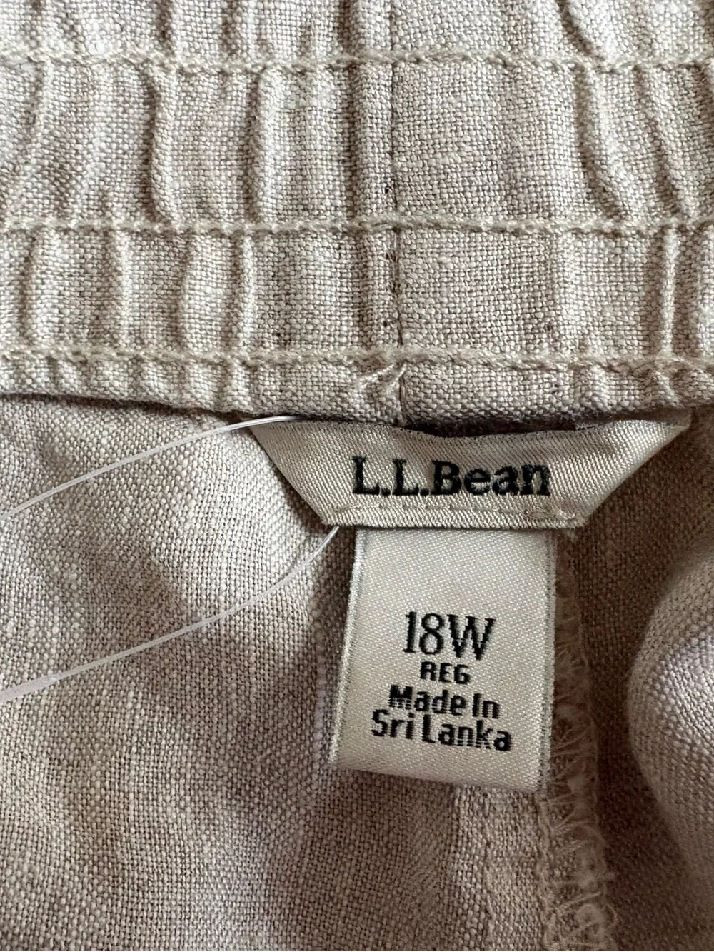 LL Bean 100 Percent Linen Wide Leg Casual Dress Pants Oatmeal Size 18W - Picture 6 of 7